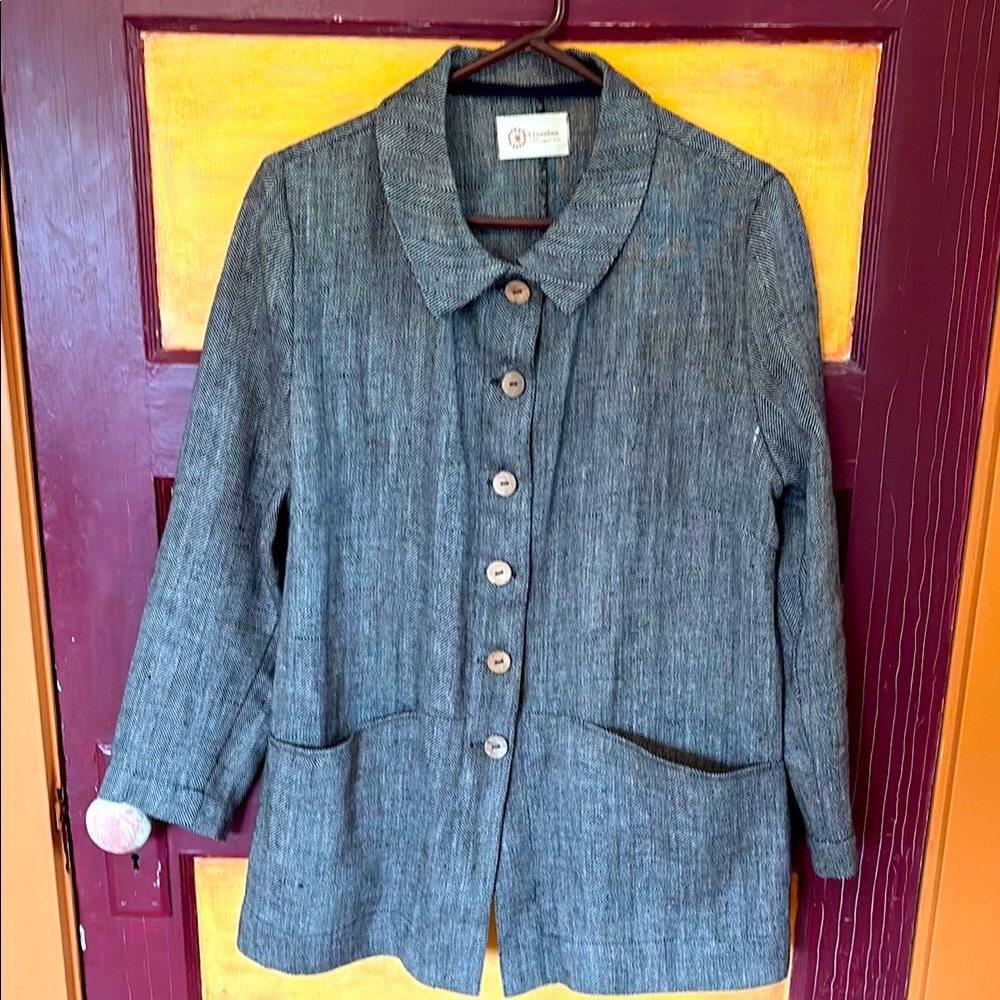 Flax Gray Linen Blazer Classic Unstructured Design